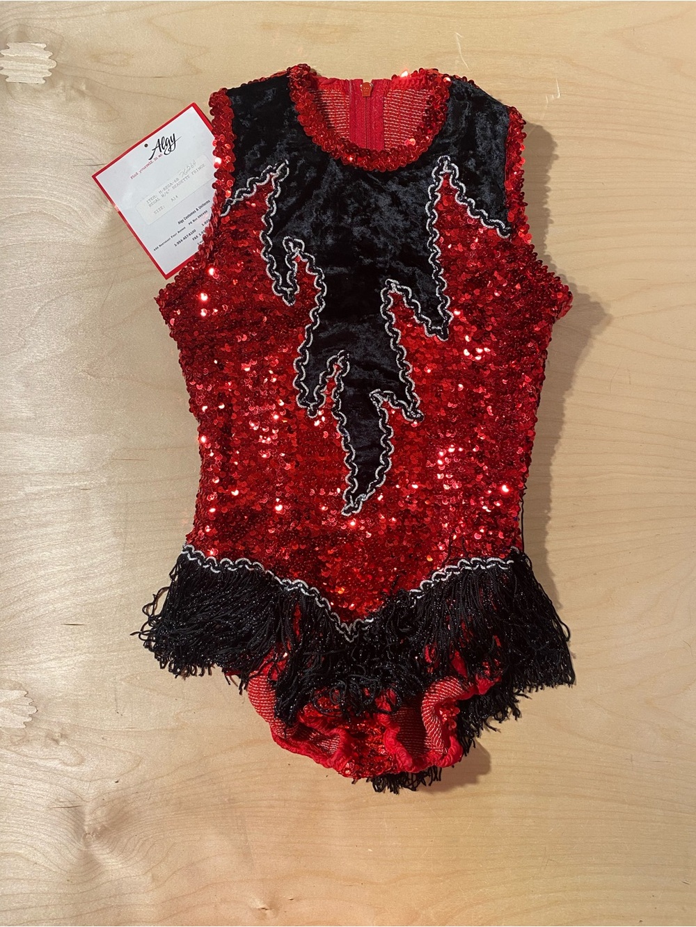 Algy M-REGA-6B Red & Black Sequin Dance Costume A14 (RX)